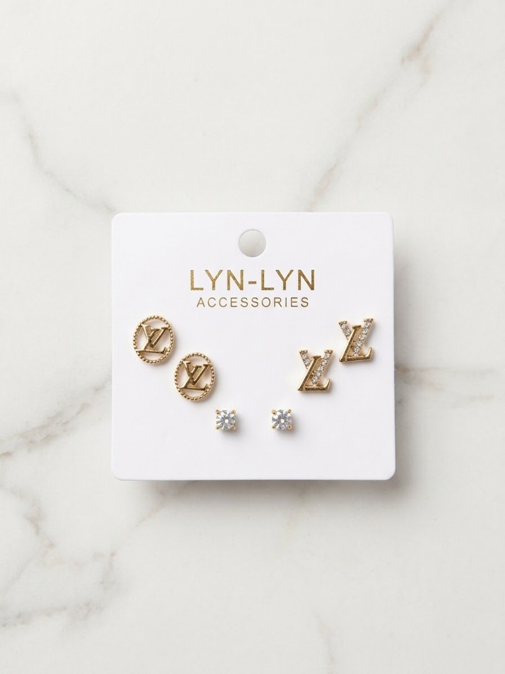 Brand New Gold 3 Piece Stud Earring Set